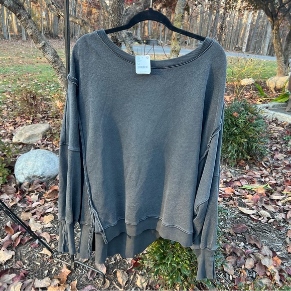 FREE PEOPLE We The Free Camden Sweatshirt - Black, Size Medium - Picture 2 of 5